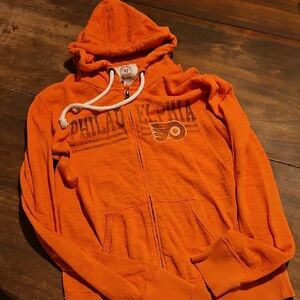 Philadelphi Flyers 47 Brand Orange Zip-Up Hoodie Womens Size Large